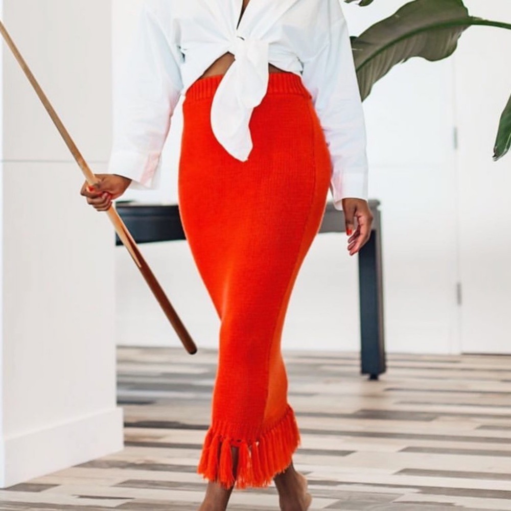 Hanifa Knit Tassle Maxi Skirt